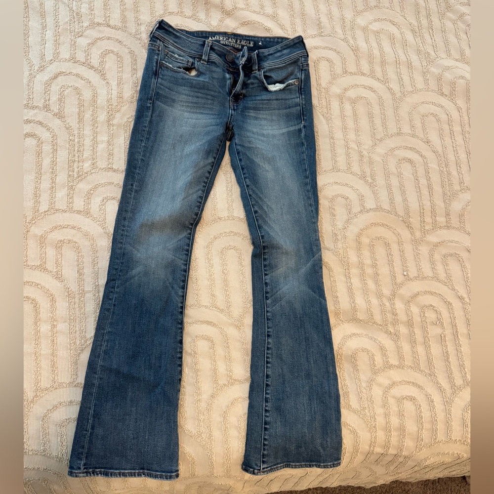 American Eagle Outfitters Women's Dark Blue Flare Jeans